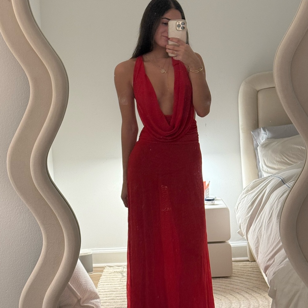 Peppermayo red mesh maxi dress - Picture 2 of 3